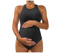 Umstandsbadeanzug Damen Umstands-Bikini Schwangerschafts Maternity Badeanzug U-Ausschnitt Einteilige Umstandsbademode Swimwear Swimsuit Strandbekleidung Schwimmbekleidung für Schwangere (S)