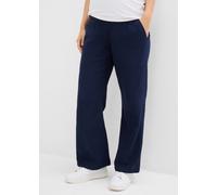 Umstandshose BONPRIX, Damen, Gr. 48, N-Gr, blau (dunkelblau), Obermaterial: 100% Baumwolle, loose fit, Hosen, aus Baumwolle, atmungsaktiv, mit breitem Jerseybund (28980468-48) dunkelblau