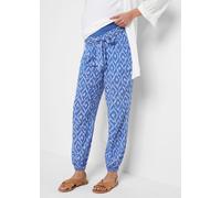 Umstandshose BONPRIX, Damen, Gr. 50, N-Gr, edelsteinblau, weiß graphisch, Obermaterial: 100% Viskose. Einsatz: 95% Baumwolle, 5% Elasthan, loose fit, Hosen, mit elastischem Bund und Bindeband, aus luf