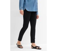 Umstandshose BONPRIX, Damen, Gr. 50, N-Gr, schwarz, Web, Obermaterial: 72% Polyester, 24% Viskose, 4% Elasthan, unifarben, slim fit knöchellang, Hosen, im Chino-Stil, mit Gummizügen und bequemem Jerse