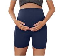 Umstandshose Kurz mit Taschen Umstandsshorts High Waist Schwangerschaft Radlerhose Bauchstütze Damen Umstandsleggings Hüfte Heben Yogahose Slim Fit Blickdicht Umstandsshorts Weich Stretch Umstandsmode