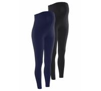 Umstandshose NEUN MONATE "2 Stück Umstands-Hosen für Schwangerschaft und Stillzeit", Damen, Gr. 44/46, N-Gr, schwarz (marine, schwarz), Jersey, Obermaterial: 95% Baumwolle, 5% Elasthan, unifarben, Bas