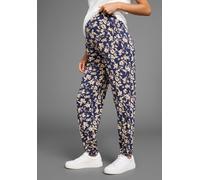 Umstandshose NEUN MONATE "Haremshose für Schwangerschaft und Stillzeit", Damen, Gr. 40/42, N-Gr, blau (marine geblümt), Jersey, Obermaterial: 95% Viskose, 5% Elasthan, bedruckt, geblümt, Basic, bequem