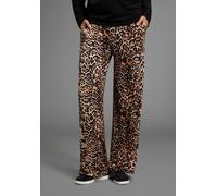 Umstandshose NEUN MONATE "Jerseyhose für Schwangere in Leo Design", Damen, Gr. 44/46, N-Gr, gemustert leo, Jersey, Obermaterial: 95% Viskose, 5% Elasthan, animal-print, lässig geschnitten lang, Hosen,