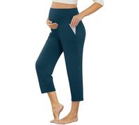 Umstandshosen & Capris Damen Sommer Schwangerschafts Umstandsmode Hosen Bequemen Stretch Sweatpants mit Taschen Blau XXL