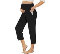 Umstandshosen & Capris Damen Sommer Schwangerschafts Umstandsmode Hosen Bequemen Stretch Sweatpants mit Taschen Schwarz L