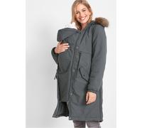 Umstandsjacke BONPRIX, Damen, Gr. 38, anthrazit, Web, Obermaterial: 88% Polyester, 12% Polyamid. Futter: 100% Polyester. Füllung: 100% Polyester, unifarben, bequem ca. Mitte Oberschenkel, elastischer 