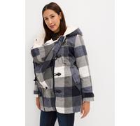 Umstandsjacke BONPRIX "Woll-Umstandsjacke mit Teddyfutter / Tragejacke", Damen, Gr. 42, blau (dunkelblau, grau kariert), Obermaterial: 95% Polyester, 5% sonstige Fasern. Futter: 100% Polyester. Ärmelf