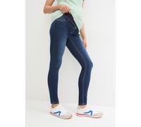 Umstandsjeans BONPRIX, Damen, Gr. 36, N-Gr, blau (nachtblau denim), Obermaterial: 82% Baumwolle, 17% Polyester, 1% Elasthan. Bündchen: 95% Baumwolle, 5% Elasthan, leichte Abriebeffekte, skinny fit, Je