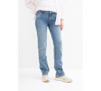 Umstandsjeans BONPRIX, Damen, Gr. 40, N-Gr, blau denim, Denim/Jeans, Obermaterial: 82% Baumwolle, 17% Polyester, 1% Elasthan, Abriebeffekte, unifarben, Basic, loose fit lang, Jeans, loose fit, gerades