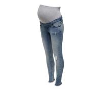 Umstandsjeans ONLY MATERNITY "OLMBLUSH MID SK ANK RW DNM NOOS", Damen, Gr. XS (34), Länge 32, blau (medium blau denim), Denim/Jeans, Obermaterial: 92% Baumwolle, 6% Elastomultiester, 2% Elasthan, skin