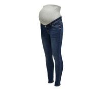 Umstandsjeans ONLY MATERNITY "OLMWAUW MID SK DNM BJ5 NOOS", Damen, Gr. XS (34), Länge 32, blau (dunkelblau denim), Denim/Jeans, Obermaterial: 64% Baumwolle, 31% Polyester, 3% Viskose, 2% Elasthan, uni
