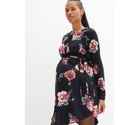 Umstandskleid BONPRIX "Umstands- und Stillblusenkleid aus fließender Viskose", Damen, Gr. 46, N-Gr, schwarz (schwarz geblümt), Obermaterial: 100% Viskose, loose fit, Kleider, für Schwangerschaft und S