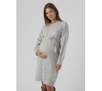 Umstandskleid MAMALICIOUS "MLNEWANNE L/S ABK KNIT DRESS A. NOOS", Damen, Gr. M, N-Gr, grau (light grau melange), Strick, Obermaterial: 50% Polyacryl, 50% Polyester, meliert, regular fit kurz, Rundhals