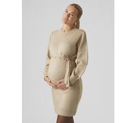 Umstandskleid MAMALICIOUS "MLNEWANNE L/S ABK KNIT DRESS A. NOOS", Damen, Gr. S, N-Gr, beige (natural melange), Strick, Obermaterial: 50% Polyacryl, 50% Polyester, meliert, regular fit kurz, Rundhals,
