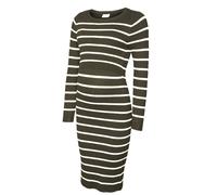 Umstandskleid MAMALICIOUS "MLNEWSIV JUNE LS UK KNIT DRESS 2F A NOOS", Damen, Gr. S, N-Gr, grape leaf stripes:snow weiß, Rippstrick, Obermaterial: 70% Viskose, 30% Nylon, gestreift, regular fit Midi, R