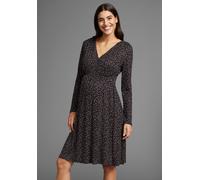 Umstandskleid NEUN MONATE "Für Schwangerschaft und Stillzeit", Damen, Gr. 44, N-Gr, schwarz (schwarz, gepunktet), Jersey, Obermaterial: 95% Viskose, 5% Elasthan, bedruckt, gepunktet, weit, Kleider, St