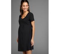 Umstandskleid NEUN MONATE "Kurzes Schwangerschafts-Jerseykleid, Minikleid", Damen, Gr. 44/46, N-Gr, schwarz, Jersey, Obermaterial: 95% Baumwolle, 5% Elasthan, unifarben, Basic ca. Mitte Knie, V-Aussch