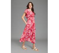 Umstandskleid NEUN MONATE "Langes Schwangerschafts- und Still-Kleid", Damen, Gr. 42, N-Gr, rot geblümt, Jersey, Obermaterial: 95% Viskose, 5% Elasthan. Futter Oberteil: 95% Viskose, 5% Elasthan, bedru
