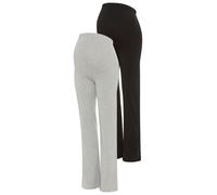 Umstandsleggings NEUN MONATE "2er Pack Umstands-Leggings boot cut", Damen, Gr. 44/46, N-Gr, schwarz, graumeliert, Single Jersey, Obermaterial: 95% Baumwolle, 5% Elasthan. Obermaterial Melange: 85% Bau