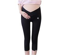 Umstandsmode Sommer: Herbst Bequeme Schwarz High Waist Leggings Umstandsmode Blickdicht Weich Länge Sport Umstandsleggings Schwangerschaftshose mit Taschen Stretch Umstands Sporthose Umstandshose