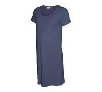 Umstandsnachthemd MAMALICIOUS "MLMIRA SOLID JRS NIGHTGOWN 2F A. E. NOOS", Damen, Gr. S, N-Gr, blau (blau indigo), Jersey, Obermaterial: 100% Baumwolle, unifarben, regular fit kniefrei, Rundhals, Kleid