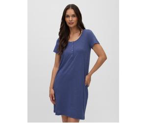 Umstandsnachthemd MAMALICIOUS "MLMIRA SOLID JRS NIGHTGOWN 2F A. E. NOOS", Damen, Gr. S, N-Gr, blau (blau indigo), Jersey, Obermaterial: 100% Baumwolle, unifarben, regular fit kniefrei, Rundhals, Kleid