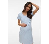 Umstandsnachthemd MAMALICIOUS "MLMIRA SOLID JRS NIGHTGOWN 2F A. E. NOOS", Damen, Gr. S, N-Gr, heather, Jersey, Obermaterial: 100% Baumwolle, unifarben, regular fit kniefrei, Rundhals, Kleider, Baumwol