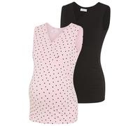 Umstandsshirt NEUN MONATE "2er Pack Umstands-Tops", Damen, Gr. 36/38, rosa (gepunktet, schwarz), Jersey, Obermaterial: 95% Baumwolle, 5% Elasthan, bedruckt, gepunktet, eng hüftbedeckend, tiefer V-Auss