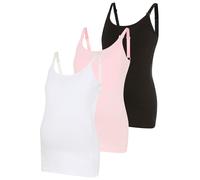 Umstandsshirt NEUN MONATE "3er Pack Umstands Tops", Damen, Gr. 44/46, schwarz, weiß, rosa, Single Jersey, Obermaterial: 95% Baumwolle, 5% Elasthan, unifarben, Basic, Basic, Rundhals, verstellbar, Shir
