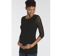 Umstandsshirt NEUN MONATE "Für Schwangerschaft und Stillzeit", Damen, Gr. 44/46, schwarz, Jersey, Obermaterial: 95% Viskose, 5% Elasthan. Ärmel: 92% Polyester, 8% Elasthan, unifarben, figurbetont hüft