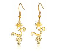 Unalome Lotusblumen-Om-Halskette für Damen und Mädchen, Unalom-Lotus-Anhänger, Om-Aum-Ohm-Symbol, Yoga-Halskette mit Lotusblumen-Charm, Edelstahl, spiritueller Schmuck, Geschenk (E), Edelstahl
