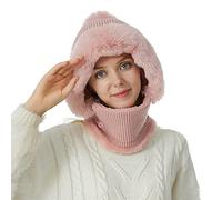 Unbekannt 2 in 1 Frauen Flanell Schalmütze Mütze Damen Beanie Ohrenschützer Kopfbedeckung Plüsch Samtkappe MüTze FüR Outdoor WintermüTze Warme Fleece Gefütterte Winter Strickmütze