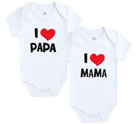 Unbekannt 2er Pack Baby Body weiß I Mama & I Papa Größe 0-3/3-6/6-9/9-12 Monate zur Auswahl