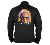 Unbekannt Albert Einstein Neon Motiv Zip Sweater Herren - Pysiker Zip Sweatshirt : Einstein - Einstein Portrait Sweatjacke Gr: L
