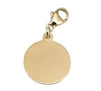 unbekannt Anhänger Charm Gravurplatte rund Gold 333 14 mm mit Gravur 8 Karat Einhänger Karabiner