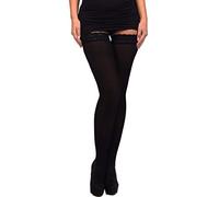 Unbekannt Blickdichte wärmere halterlose Strümpfe Mikrofaser 100 den mit Spitzenabschlußband und Silikonstreifen (S-M - 2)