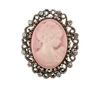 Unbekannt Brosche mit Kamee-Anstecknadel, Rosa, Damen, Harz, 3,5 x 3 cm, Bronze-Stahl, Pink