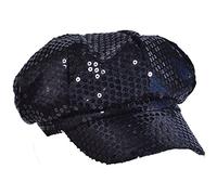 Unbekannt Disco Cap mit Pailletten Gold Silber Schwarz glitzernder Party Hut Kappe (Schwarz)