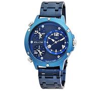 Unbekannt Elite Herrenuhr Blau Analog Triple Time Weltzeit 3 Zeiten Zeitzonen Metall Quarz 3 Bar Armbanduhr