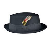 Unbekannt Feather Pork Pie Hut m. Feder, Größe:L, Farbe:Schwarz