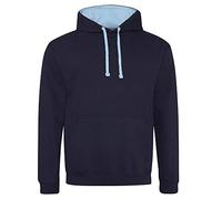 Unbekannt Just Hoods Varsity Hoodie mit farblich abgesetzten Kapuze Large Blue - New French Navy/Sky Blue