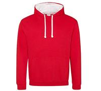 Unbekannt Just Hoods Varsity Hoodie mit farblich abgesetzten Kapuze Large red - Fire Red/Arctic White
