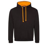 Unbekannt Just Hoods Varsity Hoodie mit farblich abgesetzten Kapuze Medium Black - Jet Black/Orange Crush