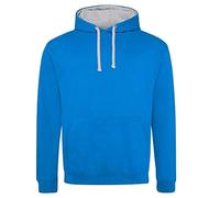 Unbekannt Just Hoods Varsity Hoodie mit farblich abgesetzten Kapuze Medium Blue - Sapphire Blue/Heather Grey