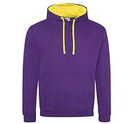 Unbekannt Just Hoods Varsity Hoodie mit farblich abgesetzten Kapuze Medium Purple - Purple/Sun Yellow