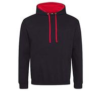 Unbekannt Just Hoods Varsity Hoodie mit farblich abgesetzten Kapuze Small Black - Jet Black/Fire Red