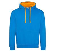 Unbekannt Just Hoods Varsity Hoodie mit farblich abgesetzten Kapuze Small Blue - Saphire Blue/Orange Crush
