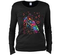 Unbekannt Pferde Motiv Damen Langarmshirt - Pferdeshirt : Horse - buntes Pferd Longsleeve Frauen Gr: S