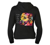 unbekannt Pitbull Damen Zip Kapuzensweater - Kapuzensweatjacke Hund : Gratitude Pitbull - Neon Motiv Damen Zip-Hoodie Gr: M